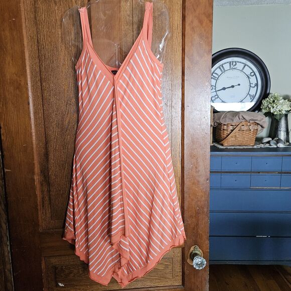 VENUS Dress Striped Handkerchief Hem VNeck Midi Womens Small Adjustable Straps - Picture 1 of 5
